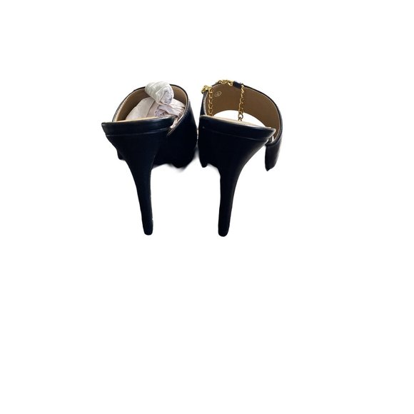 Nasty Gal Black Chain Strap Stiletto Mules **NEW** - Picture 9 of 9